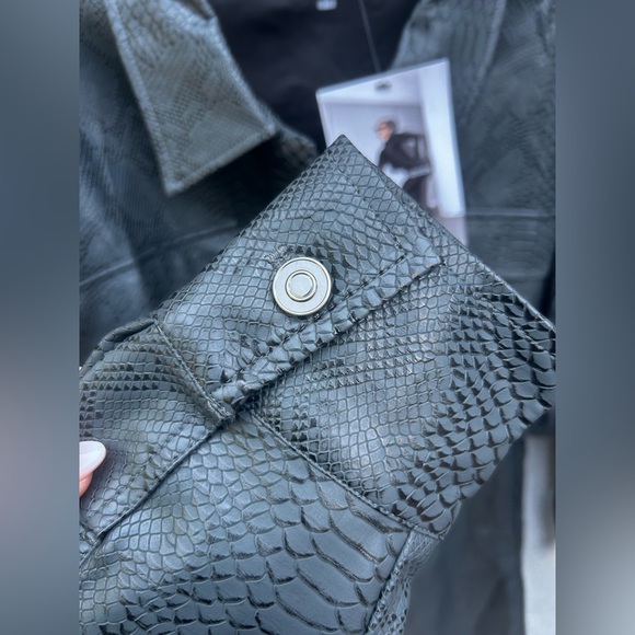 Naked Wardrobe Snakeskin Embossed Faux Leather Crop Cargo Jacket + High Trouser - Picture 12 of 13